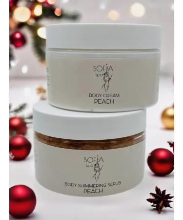 SOFIA SPA Set for body scrub and body cream with fragrance of peach