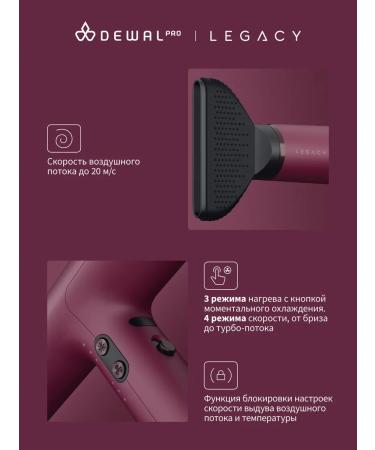 Dewal Hair hair dryer Legacy LD-1989 Bordo 1700 watts - Buy Online on GoSupps.com