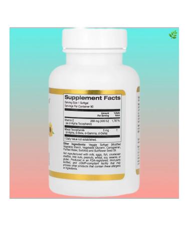 California Gold Nutrition Vitamin E with tocopherols 90 pcs - Buy Online on GoSupps.com