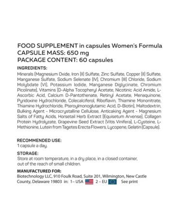 BiotechnologyUS Women's Formula 60 capsules vitamins for women - Buy Online on GoSupps.com