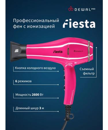 Dewal Professional hairdryer with ionization Fiesta 03-2010 Fuschia