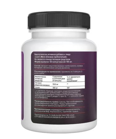 PROTEINCOMPANY Ezhovik crested + choline Lion's Mane 500 mg 60 cap - Buy Online on GoSupps.com
