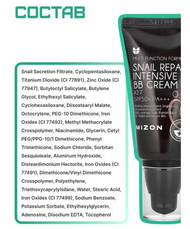 MIZON BB face cream with mucin Snail SPF50+ RA +++ No. 27 50 ml - Buy Online on GoSupps.com