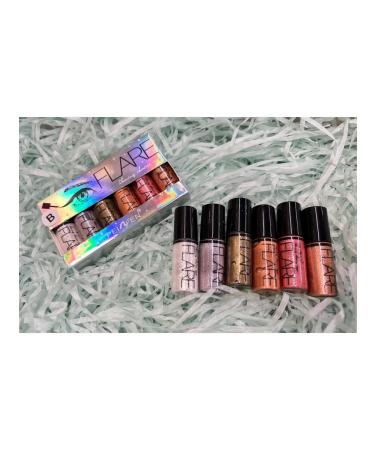 Liquid eyeshadow highlighter A set of liquid shadows for eyelids of 6 pieces with sparkles