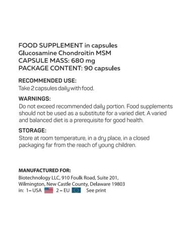 BiotechnologyUS Glucosamine Chondroitin MSM 90 Capsamine chondroitin MSM - Buy Online on GoSupps.com