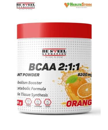 Be Steel Nutrition BCAA amino acids BCAA in powder 200g BCA 2 1 1 orange