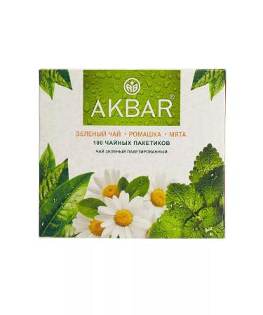 AKBAR Green tea in bags chamomile and mint 100 pieces - Buy Online on GoSupps.com