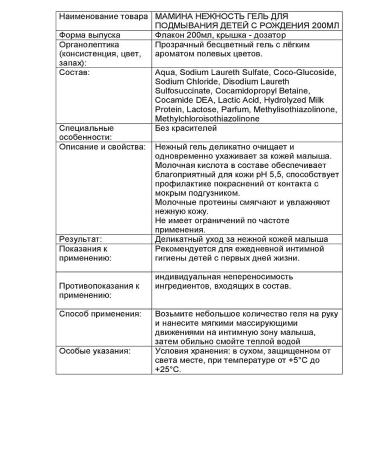 Mother's Tenderness Gel for washing children from birth 200 ml. Real -Cosmetics - Buy Online on GoSupps.com