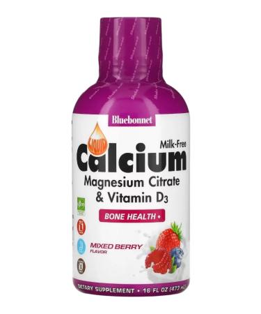 Bluebonnet Nutrition Liquid Calcium Magnesium Citrate Vitamin D3 Mixed Berry - Buy Online on GoSupps.com