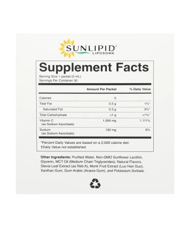 SunLipid Liposomal vitamin C MCT 30pcs 5 ml - Buy Online on GoSupps.com