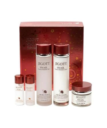 Jigott Facial Set Snail Essence Moisture Skin Care 3Set