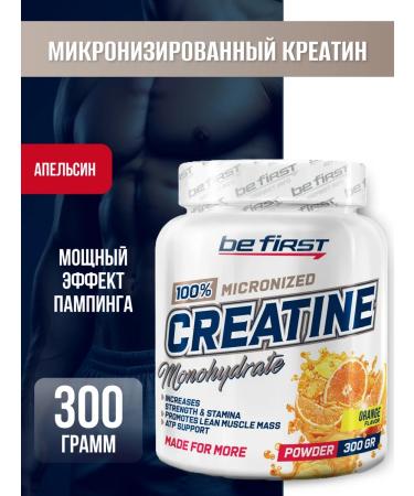 Be First Micronized creatine monohydrate powder 300 g orange