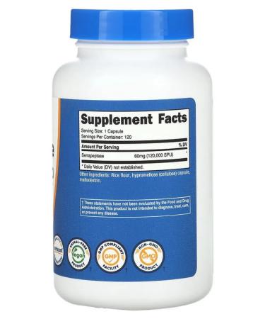 Nutricost Serrapeptase 120 000 Spu 120 capsules - Buy Online on GoSupps.com