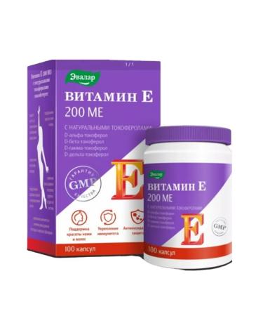 Evalar Vitamin E (200mo) with nature tocopherols 100 caps 0.3 g