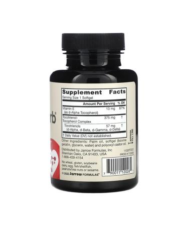 Jarrow Formulas Toko sorb vitamin E mixture of tocopherols 60 capsules - Buy Online on GoSupps.com