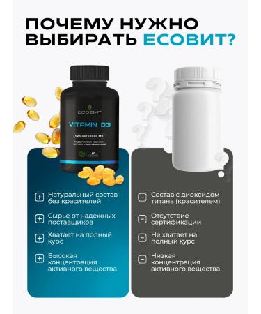 ECOVIT Vitamin D3 5000 IU 60 soft capsules - Buy Online on GoSupps.com