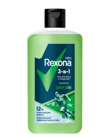 Rexona Shower gel and shampoo Men 3 in 1 wild lime 490 ml