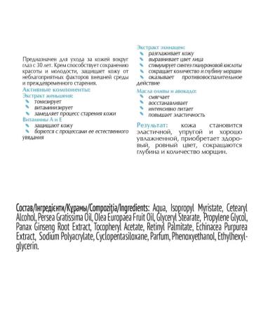 Nevskaya Cosmetics Cream from wrinkles for the skin around the eyes ginseng 3pcs 25ml - Buy Online on GoSupps.com