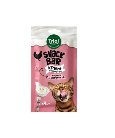 Triol Cat a treat "Cream made of chicken with shrimp" 40g x 5pcs - Buy Online on GoSupps.com