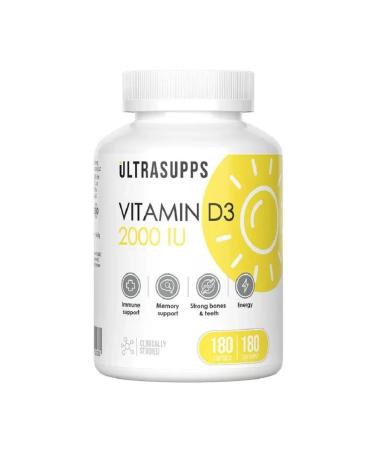 UltraSupps Vitamin D3 2000 IU 180 capsules of dietary supplement for women vitamins