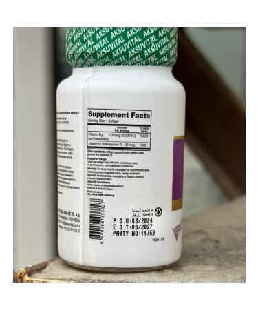 AksuVital Vitamin D3+K2 5000iu T rkiye - Buy Online on GoSupps.com