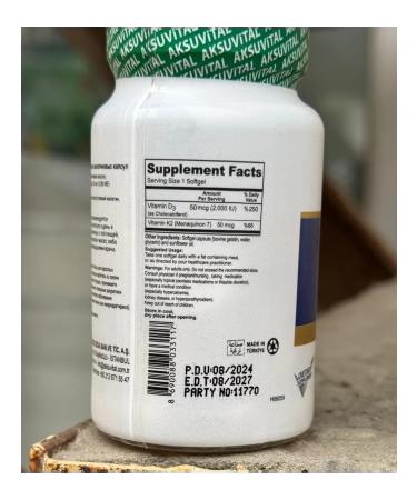 Aksu Vital Vitamin D3+K2 2000 IU - Buy Online on GoSupps.com