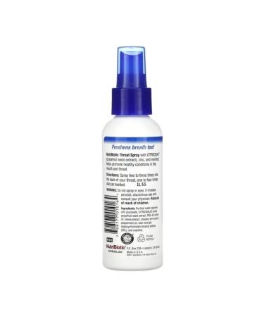 NutriBiotic Throat spray with grapefruit bones extract zinc 118ml - Buy Online on GoSupps.com