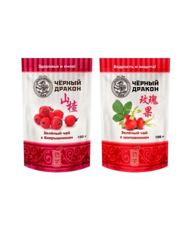 Black Dragon Green teas (with hawthorn) + (with rosehip) 200 gr