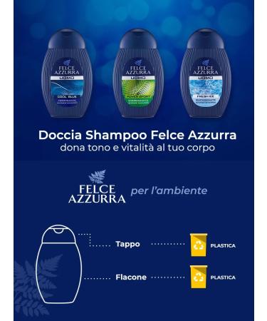 FELCE AZZURRA Shower gel and male shampoo 2B1 Cool Blue 250ml - Buy Online on GoSupps.com