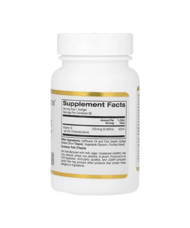 California Gold Nutrition Vitamin D3 125 g 5000 (me) 90 capsules - Buy Online on GoSupps.com