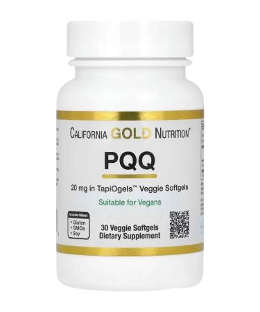 California Gold Nutrition Pyrrolokhinolinhinone (PQQ) 20 mg 30 capsules California - Buy Online on GoSupps.com