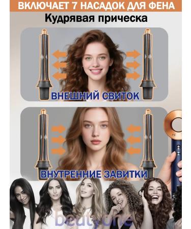 Beutyone hair hair dryer Professional Stoyler with a curling iron 8V1 - Buy Online on GoSupps.com