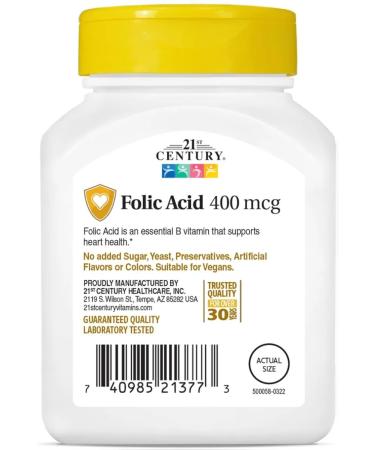 21st Century FOLIC ACID 400 MCG 250 Tablets (folic acid 400 g) - Buy Online on GoSupps.com