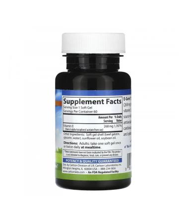 Carlson Vitamin E-GEMS 400 ME (268 mg) 60 capsules - Buy Online on GoSupps.com