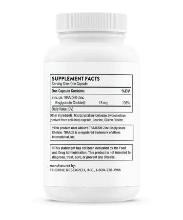 Thorne Research Zinc Helat bislycinate 15 mg 60 capsules - Buy Online on GoSupps.com