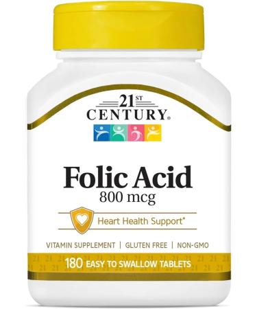 21st Century FOLIC ACID 800 MCG 180 Tablets (folic acid)