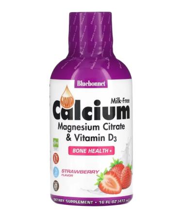 Bluebonnet Liquid citrate of calcium and magnesium with D3 strawberry taste 472 ml