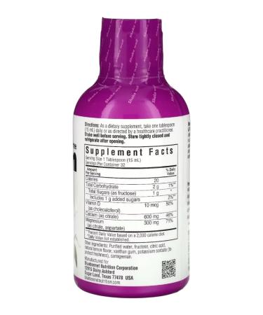 Bluebonnet Liquid citrate of calcium and magnesium with D3 strawberry taste 472 ml - Buy Online on GoSupps.com