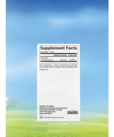 Natural Factors Vitamin B12 methylcobalamin 1000 g 90 tablets - Buy Online on GoSupps.com