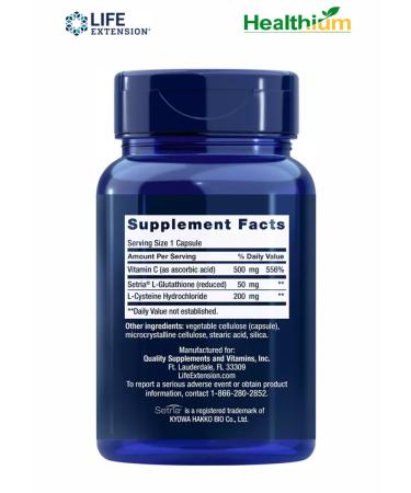 Life extension Glutathione Cysteine & C 100 Glutation cysteine vitamin C - Buy Online on GoSupps.com