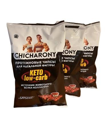 Protein chips Chicharony Taste barbecue 3 pcs x 40 g - Buy Online on GoSupps.com