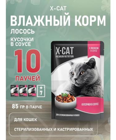 X-CAT Wet feed for sterilized cats salmon 85 g 10 pcs