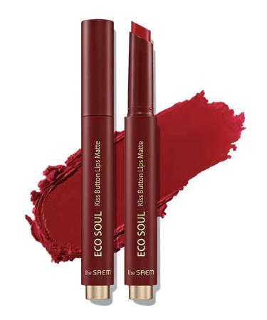 THE SAEM Lipstick Eco Soul Kiss Button Lips Matte 04 Fusia Red