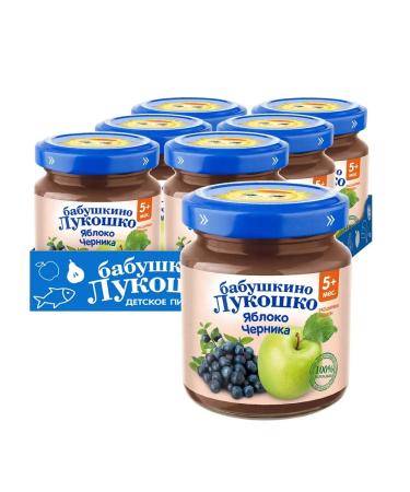 grandma's basket Puree fruit apple of blueberries 100 g x 6