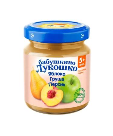 grandma's basket Puree fruit apple pear peach 100 g x 6 - Buy Online on GoSupps.com