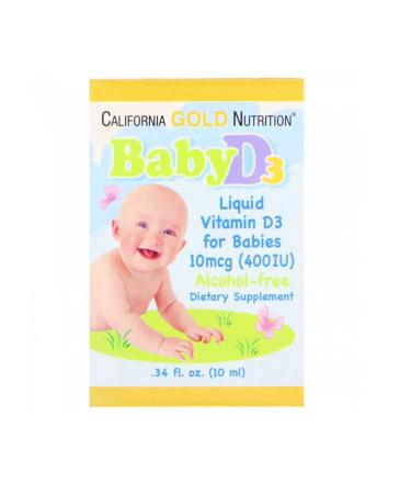 California Gold Nutrition Baby Vitamin D3 Children's 400 IU 10 ml - Buy Online on GoSupps.com