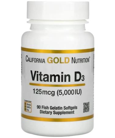 California Gold Nutrition Vitamin D3 5000 IU 90 Capsules (Holekalciferol)