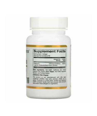 California Gold Nutrition Vitamin D3 5000 IU 90 Capsules (Holekalciferol) - Buy Online on GoSupps.com