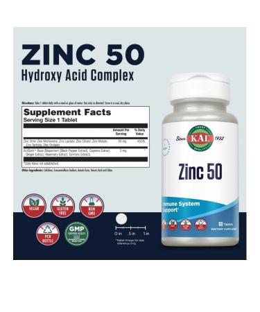 KAL ZINC 50 Mg 60 Tablets (zinc complex) - Buy Online on GoSupps.com