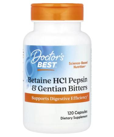 Doctor's Best Betaine HCL Pepsin and Gentian Bitters 120 capsules
